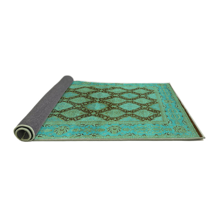 Sideview of Oriental Turquoise Industrial Rug, urb3134turq