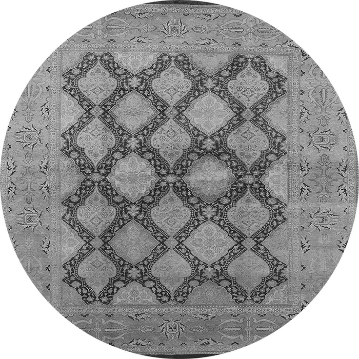 Round Oriental Gray Industrial Rug, urb3134gry