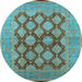 Round Oriental Light Blue Industrial Rug, urb3134lblu