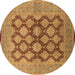 Round Machine Washable Oriental Brown Industrial Rug, wshurb3134brn