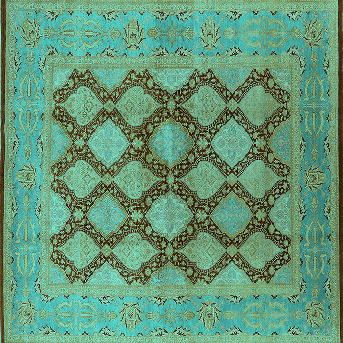 Square Machine Washable Oriental Turquoise Industrial Area Rugs, wshurb3134turq