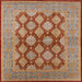 Square Mid-Century Modern Camel Brown Oriental Rug, urb3134