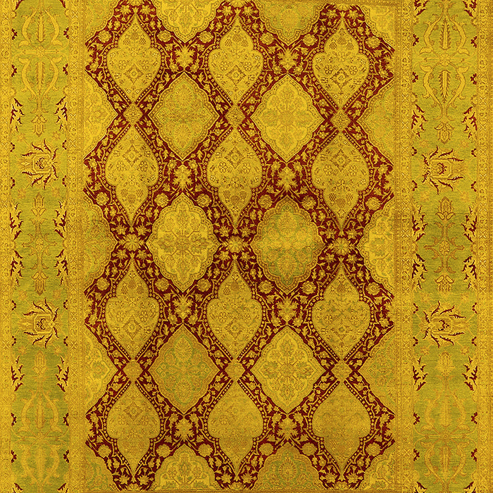 Machine Washable Oriental Yellow Industrial Rug, wshurb3134yw