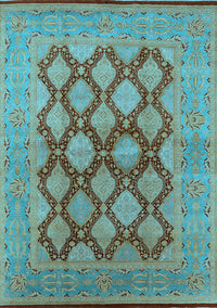 Oriental Light Blue Industrial Rug, urb3134lblu