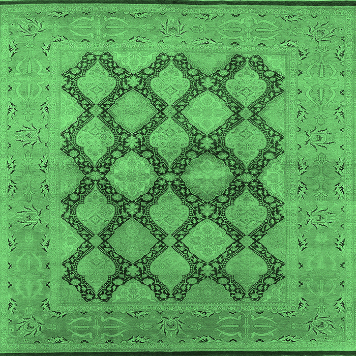 Square Oriental Emerald Green Industrial Rug, urb3134emgrn
