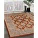 Mid-Century Modern Camel Brown Oriental Rug in Family Room, urb3134