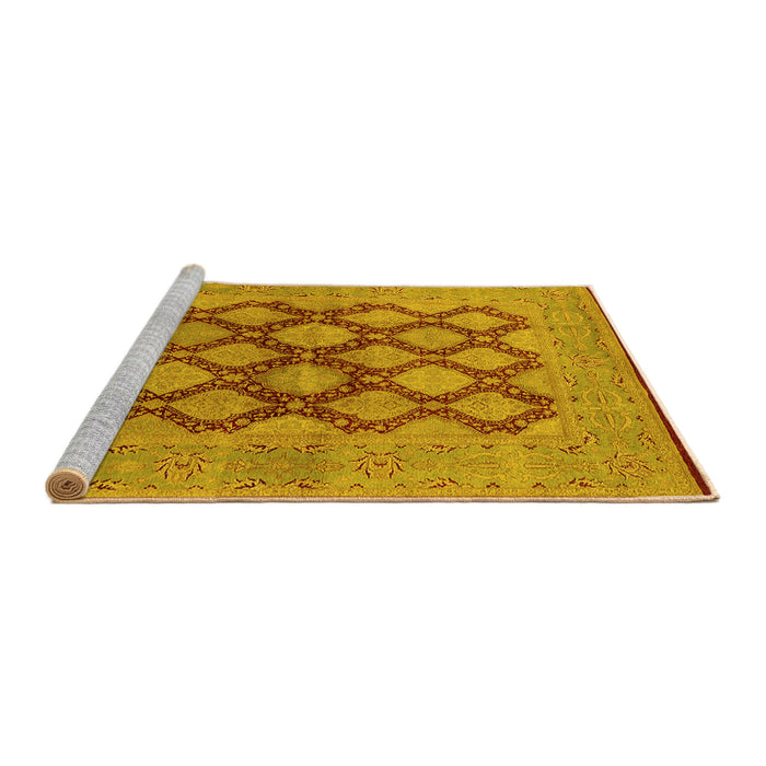 Sideview of Machine Washable Oriental Yellow Industrial Rug, wshurb3134yw