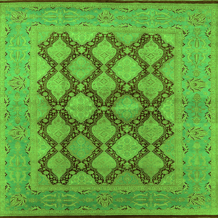 Square Oriental Green Industrial Rug, urb3134grn