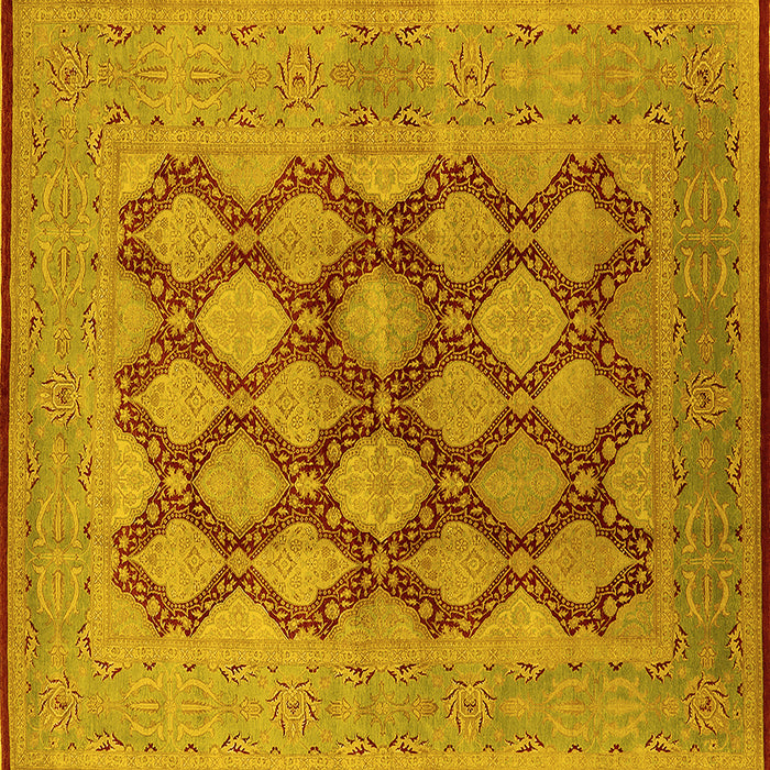 Square Machine Washable Oriental Yellow Industrial Rug, wshurb3134yw
