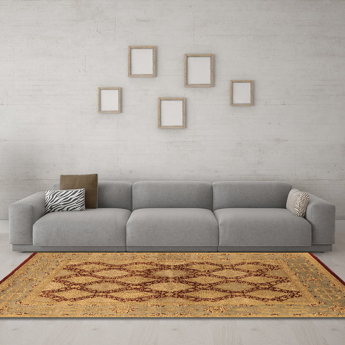 Machine Washable Oriental Brown Industrial Rug in a Living Room,, wshurb3134brn
