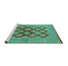 Sideview of Machine Washable Oriental Turquoise Industrial Area Rugs, wshurb3134turq