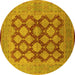 Round Oriental Yellow Industrial Rug, urb3134yw