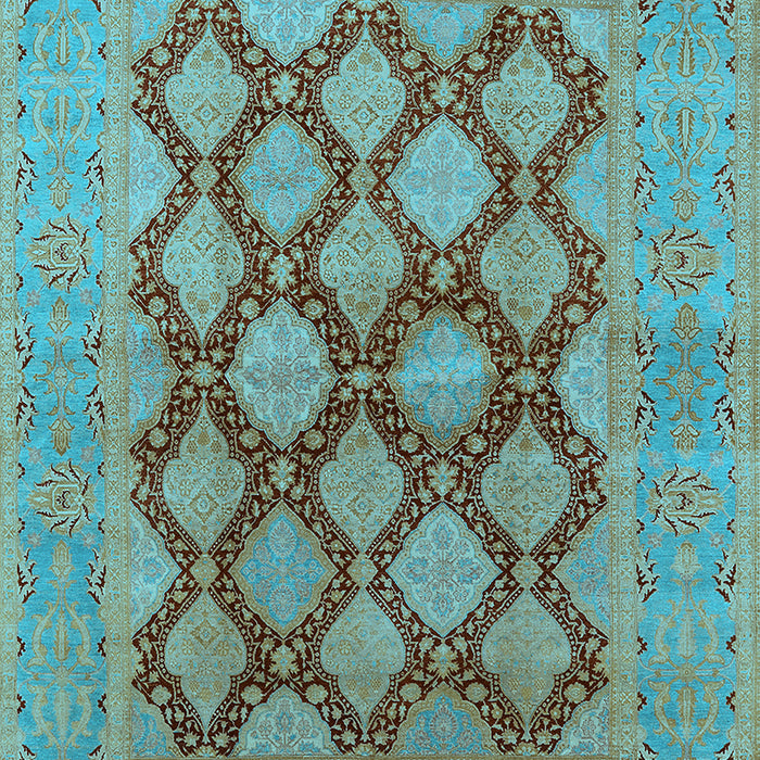 Machine Washable Oriental Light Blue Industrial Rug, wshurb3134lblu