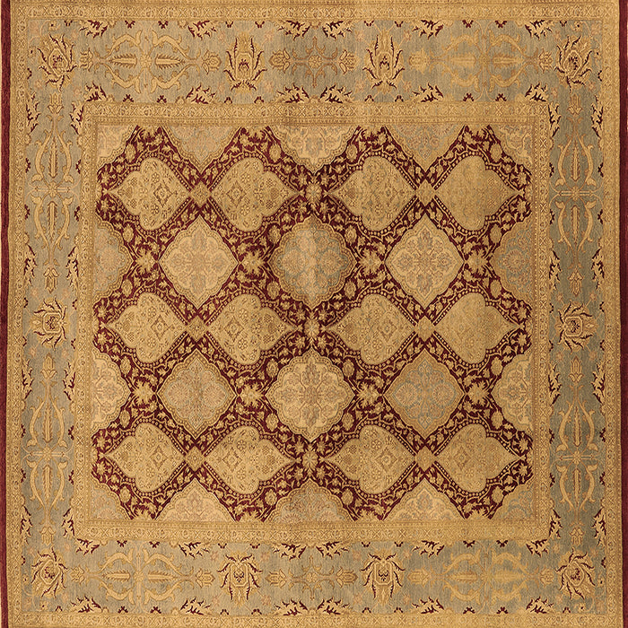 Square Machine Washable Oriental Brown Industrial Rug, wshurb3134brn
