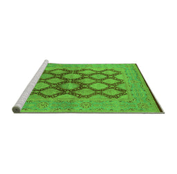 Sideview of Machine Washable Oriental Green Industrial Area Rugs, wshurb3134grn