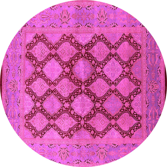 Round Machine Washable Oriental Pink Industrial Rug, wshurb3134pnk