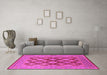 Machine Washable Oriental Pink Industrial Rug in a Living Room, wshurb3134pnk