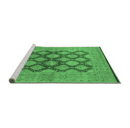Sideview of Machine Washable Oriental Emerald Green Industrial Area Rugs, wshurb3134emgrn