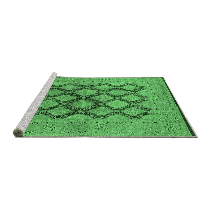 Sideview of Machine Washable Oriental Emerald Green Industrial Area Rugs, wshurb3134emgrn
