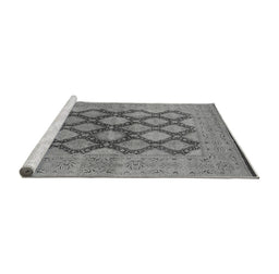 Sideview of Machine Washable Oriental Gray Industrial Rug, wshurb3134gry