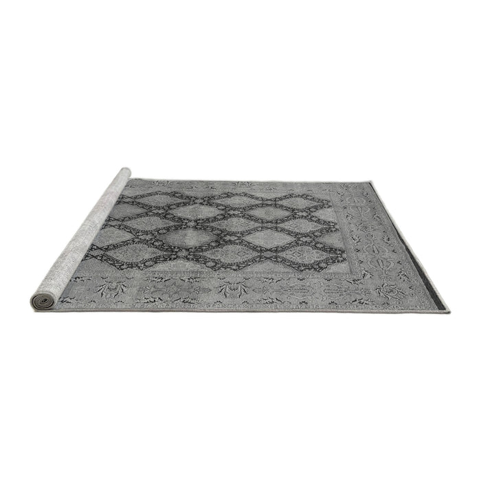 Sideview of Machine Washable Oriental Gray Industrial Rug, wshurb3134gry