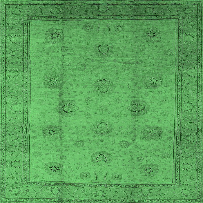 Square Machine Washable Oriental Emerald Green Industrial Area Rugs, wshurb3135emgrn