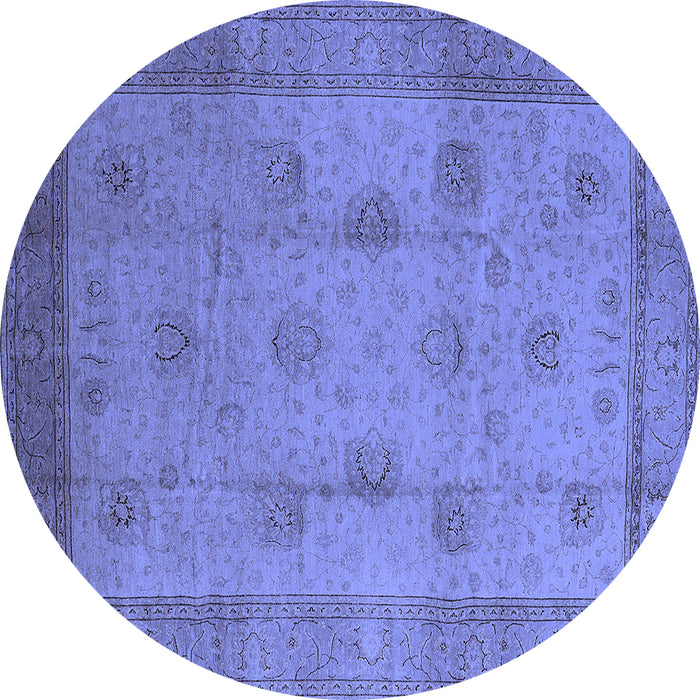 Round Oriental Blue Industrial Rug, urb3135blu