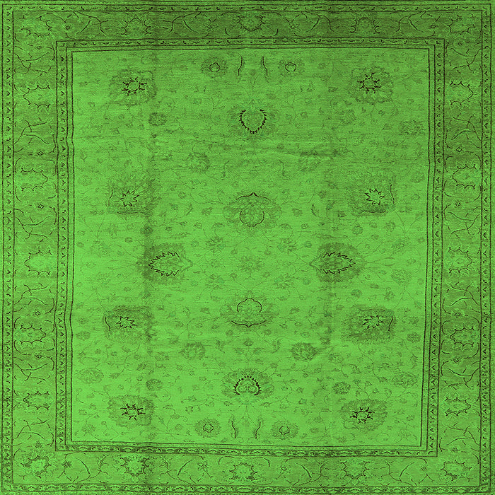 Square Machine Washable Oriental Green Industrial Area Rugs, wshurb3135grn