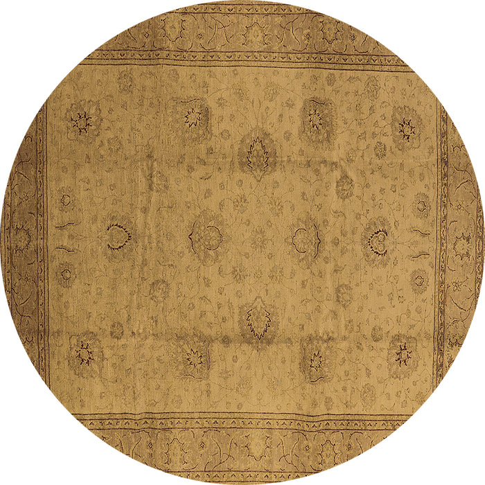 Round Oriental Brown Industrial Rug, urb3135brn