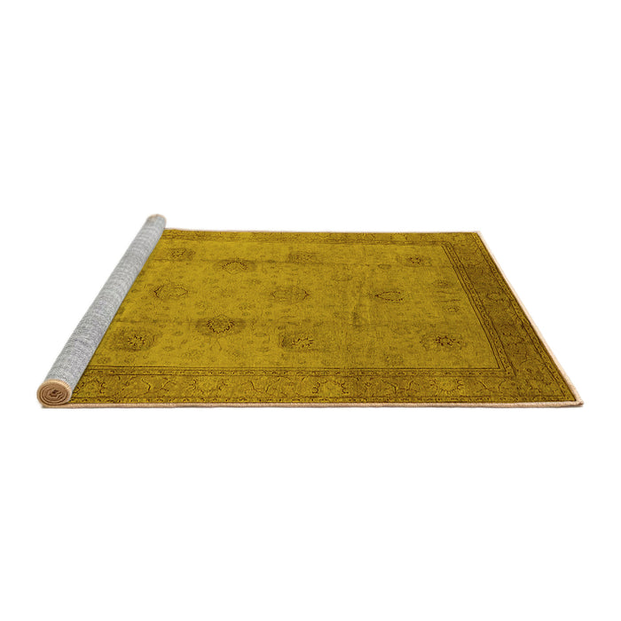 Sideview of Machine Washable Oriental Yellow Industrial Rug, wshurb3135yw
