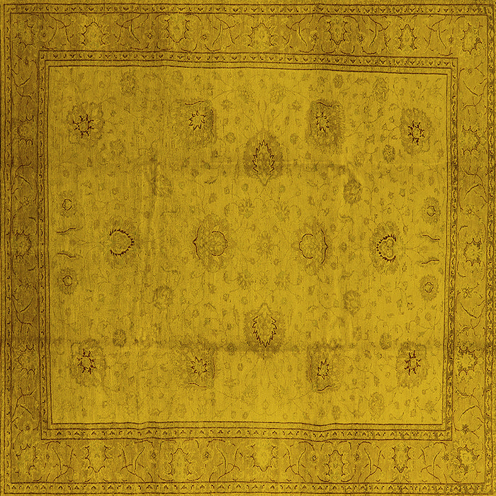 Square Machine Washable Oriental Yellow Industrial Rug, wshurb3135yw