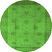 Round Oriental Green Industrial Rug, urb3135grn