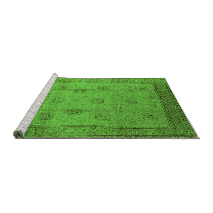 Sideview of Machine Washable Oriental Green Industrial Area Rugs, wshurb3135grn
