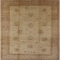 Square Mid-Century Modern Light Brown Oriental Rug, urb3135