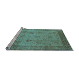 Sideview of Machine Washable Oriental Light Blue Industrial Rug, wshurb3135lblu