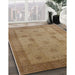 Mid-Century Modern Light Brown Oriental Rug in Family Room, urb3135