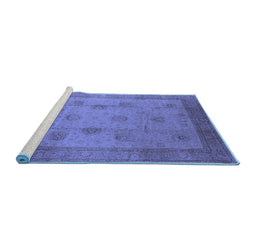 Sideview of Machine Washable Oriental Blue Industrial Rug, wshurb3135blu