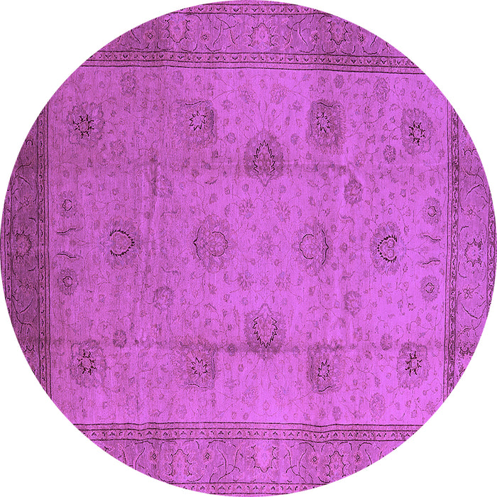 Round Machine Washable Oriental Purple Industrial Area Rugs, wshurb3135pur