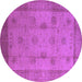 Round Machine Washable Oriental Purple Industrial Area Rugs, wshurb3135pur