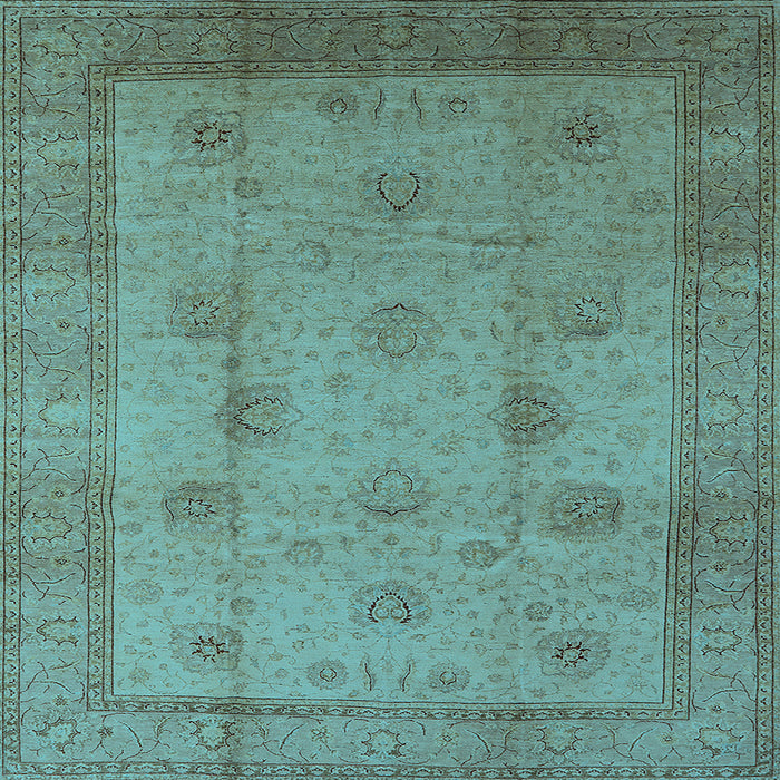 Square Machine Washable Oriental Light Blue Industrial Rug, wshurb3135lblu