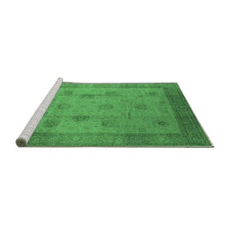 Sideview of Machine Washable Oriental Emerald Green Industrial Area Rugs, wshurb3135emgrn