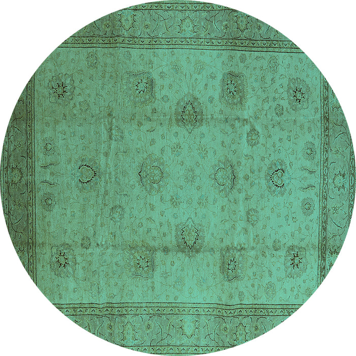Round Oriental Turquoise Industrial Rug, urb3135turq