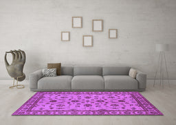 Machine Washable Oriental Purple Industrial Area Rugs in a Living Room, wshurb3136pur