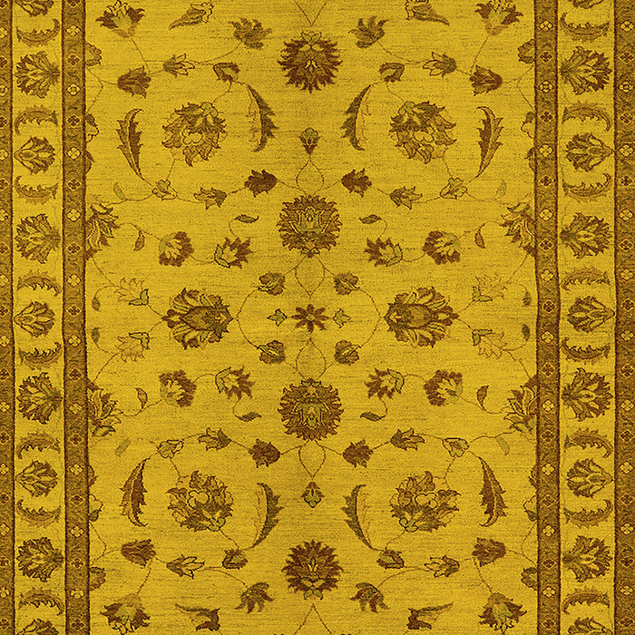 Machine Washable Oriental Yellow Industrial Rug, wshurb3136yw