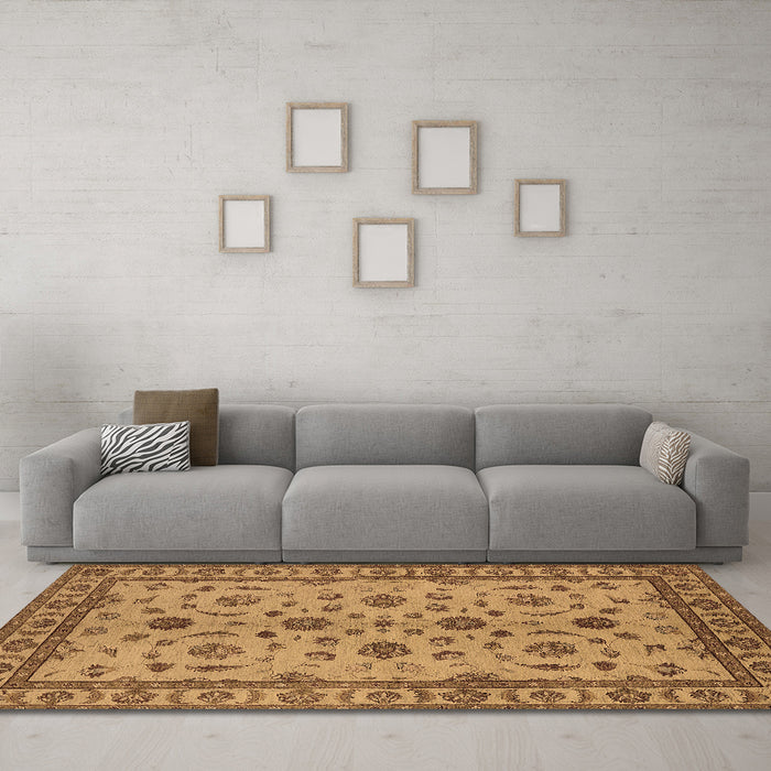 Machine Washable Oriental Brown Industrial Rug in a Living Room,, wshurb3136brn