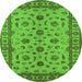 Round Oriental Green Industrial Rug, urb3136grn