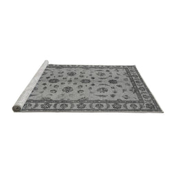 Sideview of Machine Washable Oriental Gray Industrial Rug, wshurb3136gry