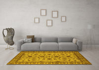 Machine Washable Oriental Yellow Industrial Rug, wshurb3136yw