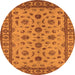 Round Machine Washable Oriental Orange Industrial Area Rugs, wshurb3136org