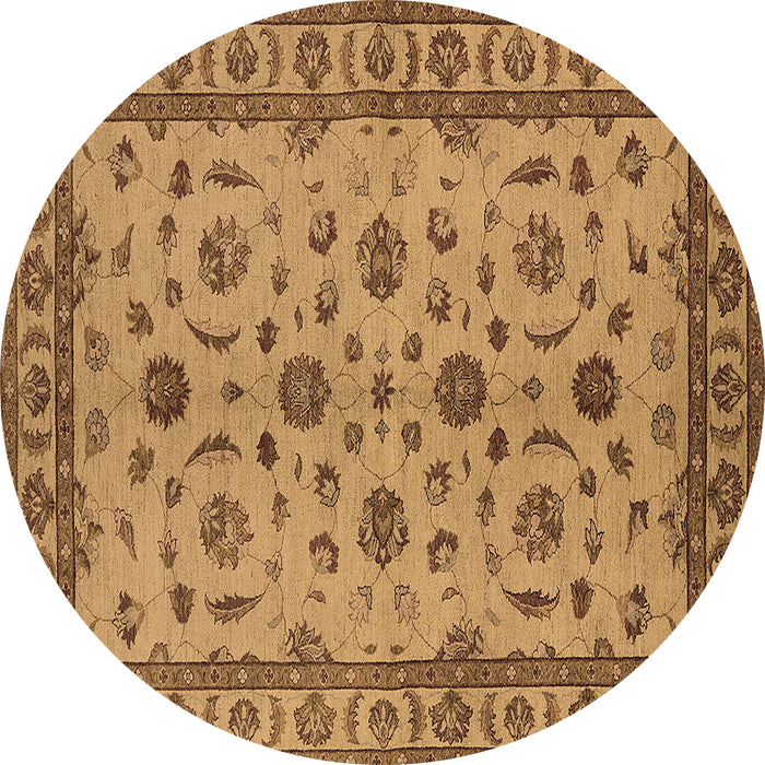 Round Oriental Brown Industrial Rug, urb3136brn